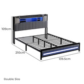 Oakleigh Home Caio Platform Bed with LED &amp; Charging Station
