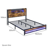 Oakleigh Home Maxen Platform Bed with LEDs &amp; Charging Station