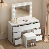Oakleigh Home 2 Piece Safiya LED Dressing Table &amp; Stool Set