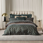 Grace By Linen House Slate Valeria Cotton-Blend Quilt Cover Set