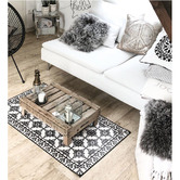 Moorish Mats Black &amp; White Barcelona Vinyl Runner