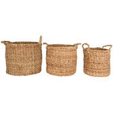 Papaya &amp; Patina 3 Piece Round Yamba Seagrass Basket Set