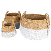 Papaya &amp; Patina 3 Piece White Dipped Apollo Seagrass Basket Set
