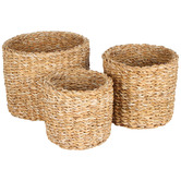 Papaya &amp; Patina 3 Piece Cylinder Sunshine Seagrass Basket Set
