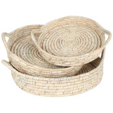 Papaya &amp; Patina 3 Piece Round Cottesloe Kans Grass Tray