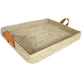 Papaya &amp; Patina Natural Rectangular Noosa Straw Serving Tray