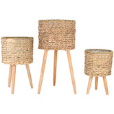 Papaya &amp; Patina 3 Piece Malo Seagrass Pot Plant Stand Set