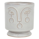 Papaya &amp; Patina White Liloe Face Stoneware Pot Planter