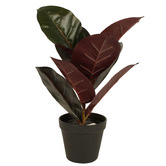 Papaya &amp; Patina 36cm Potted Faux Real Touch Burgundy Rubber Plant