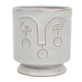 Papaya &amp; Patina White Liloe Face Stoneware Pot Planter
