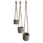 Papaya &amp; Patina 3 Piece Jigger Jute Hanging Pot Planter Set