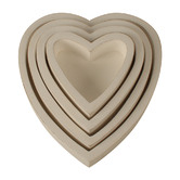 Papaya &amp; Patina 4 Piece White Harmony Mango Wood Heart Bowl Set