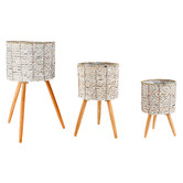 Papaya &amp; Patina 3 Piece Malo Pot Planter Stand Set