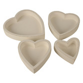 Papaya &amp; Patina 4 Piece White Harmony Mango Wood Heart Bowl Set
