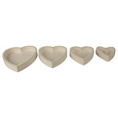 Papaya &amp; Patina 4 Piece White Harmony Mango Wood Heart Bowl Set