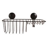 Papaya &amp; Patina Matte Black Shower Caddy with Hook
