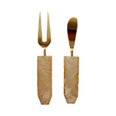 Papaya &amp; Patina 2 Piece Woden Stone Cheese Knife Set