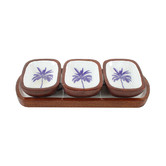 Papaya &amp; Patina 4 Piece Belize Palm Tree Mango Wood Dip Bowl &amp; Tray Set