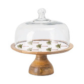 Papaya &amp; Patina 2 Piece St. Bart&#039;s Palm Tree Mango Wood Cake Stand &amp; Dome Set
