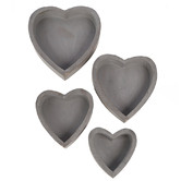 Papaya &amp; Patina 4 Piece Grey Harmony Mango Wood Heart Bowl Set