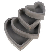 Papaya &amp; Patina 4 Piece Grey Harmony Mango Wood Heart Bowl Set