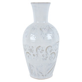 Papaya &amp; Patina White Floral Bobi Stone Olpe Vase