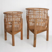 Papaya &amp; Patina 2 Piece Natural Banks Bamboo Planter on Stand Set