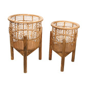 Papaya &amp; Patina 2 Piece Natural Banks Bamboo Planter on Stand Set