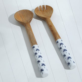 Papaya &amp; Patina 2 Piece Belize Blue Palm Salad Server Set