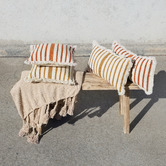 Papaya &amp; Patina Cora Stripe Rectangular Cotton Cushion