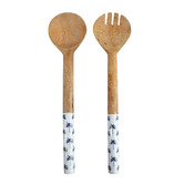 Papaya &amp; Patina 2 Piece Belize Blue Palm Salad Server Set