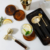 Papaya &amp; Patina Tobacco Atlas Resin Coasters