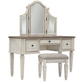 Anita Design Living White Lorena Dressing Table &amp; Stool Set