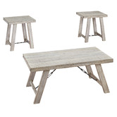 Anita Design Living 3 Piece Whitewash Sorrento Acacia Wood Coffee Table Set