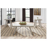 Anita Design Living 3 Piece Whitewash Sorrento Acacia Wood Coffee Table Set