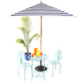 Skyward Outdoor Living 2m Navy &amp; White Striped St. Tropez Market Umbrella