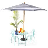 Skyward Outdoor Living 3m Navy &amp; White Striped St. Tropez Market Umbrella