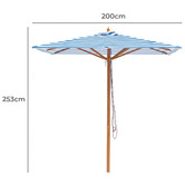 Skyward Outdoor Living 2m Blue &amp; White Daydream Wood Umbrella