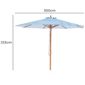 Skyward Outdoor Living 3m Blue &amp; White Daydream Wood Umbrella