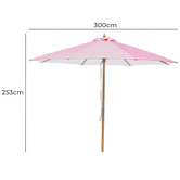 Billy Fresh 3m Pink &amp; White Flamingo Wood Umbrella