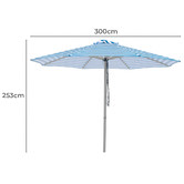 Billy Fresh 3m Blue &amp; White Horizon Aluminium Umbrella