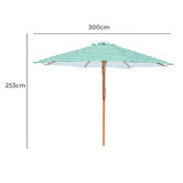 Billy Fresh 3m Striped Timber-Look Aluminium Market Umbrella