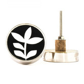 Do.Up Silver Monochrome Leaf Knob