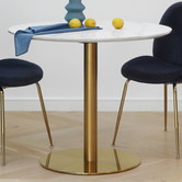 Keys Road Designs White &amp; Gold Hartley Round Dining Table