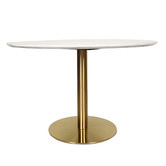 Keys Road Designs White &amp; Gold Hartley Round Dining Table