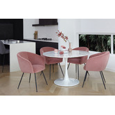 Keys Road Designs 4 Seater Tulip Replica Dining Table &amp; Rose Chair Set