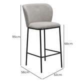 Keys Road Designs 68cm Nigel Boucle Barstools