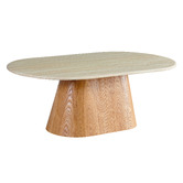 Keys Road Designs Wesley Oval Travertine-Look Coffee Table