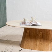 Keys Road Designs Wesley Oval Travertine-Look Coffee Table