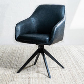 Keys Road Designs Alexei Faux Leather Swivel Dining Chairs